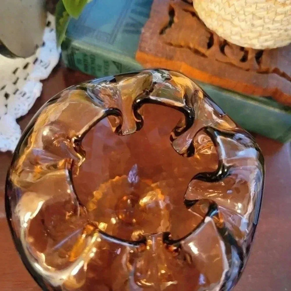 Vintage Fenton Pedestal Rose Bowl Ivy Vase  Diamond Optic Crimped Rim - Picture 3 of 4